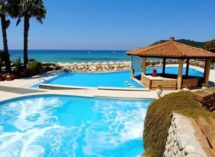 Beach pool overlooking the sea. 